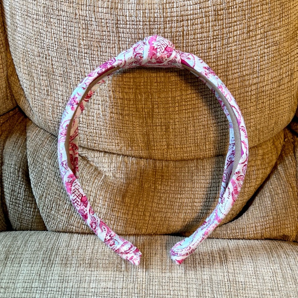 NWOT Aqua & Pink Paisley Print Top Knot Headband - Picture 3 of 5